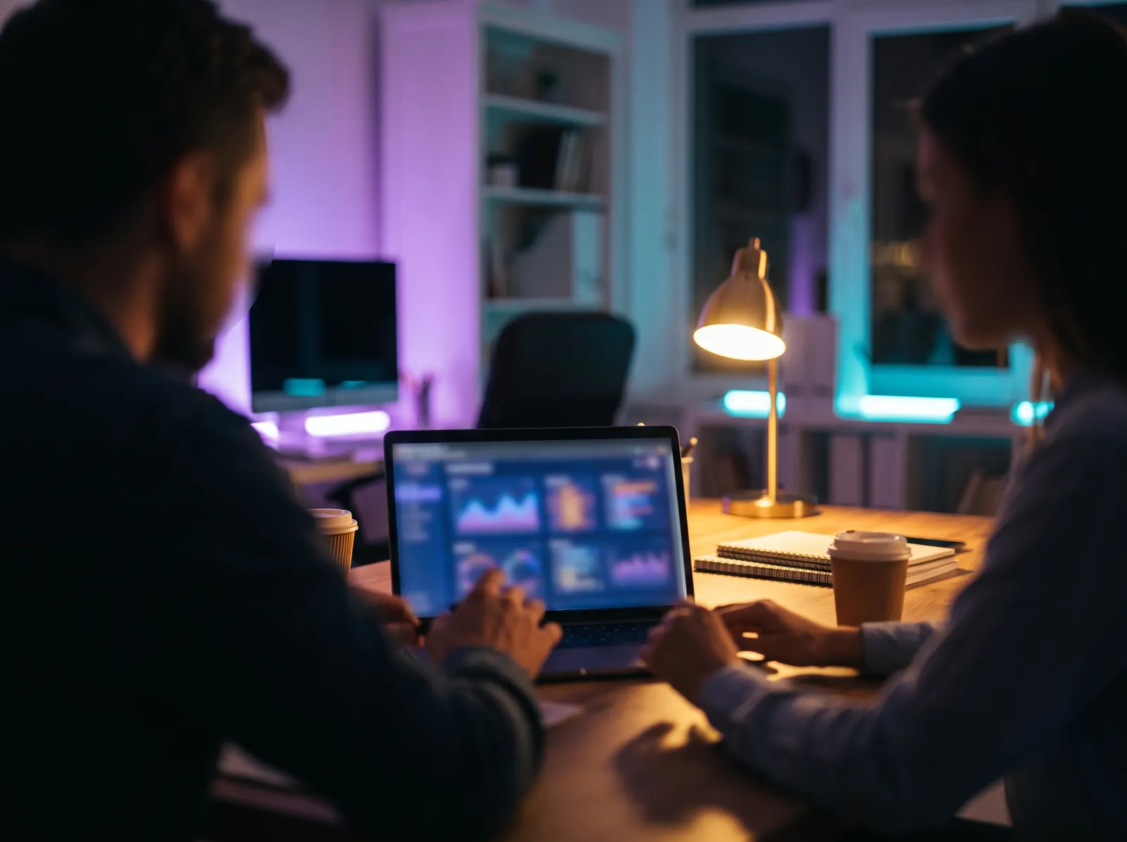 Marketer auditing ad account performance on a laptop screen